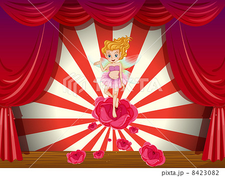 A fairy above the red rose at the stage A fairy above the red rose at the stage 8423082