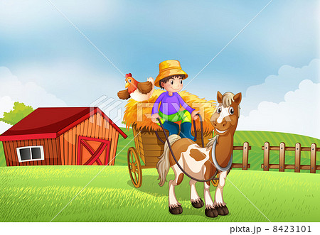 A farmer riding in a carriage 8423101