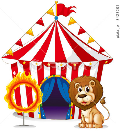 A lion and a ring of fire at the carnival 8423205