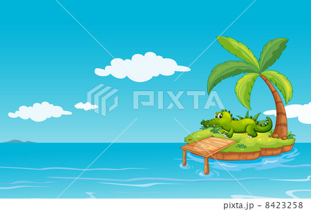 An alligator at the small island 8423258