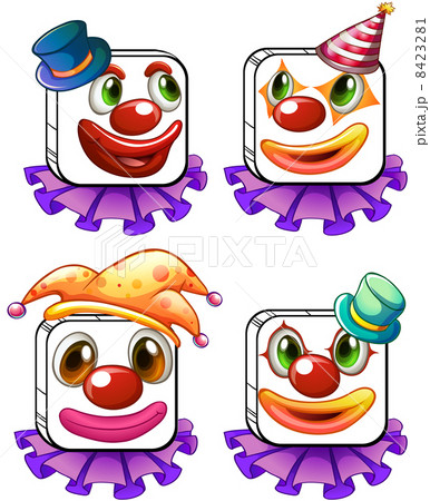 Four square faces of a clown 8423281