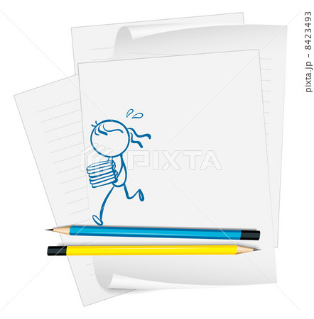 A paper with a drawing of a girl bringing books 8423493
