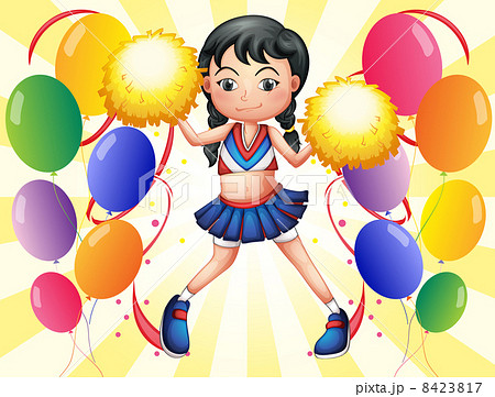 A young cheerer in the middle of the balloons A young cheerer in the middle of the balloons 8423817