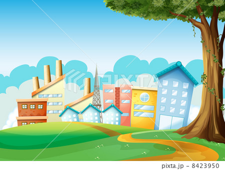 Factories and high buildings across the hills Factories and high buildings across the hills 8423950