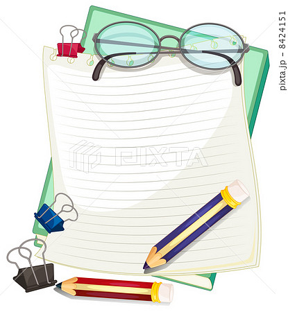 An empty paper with pencils and paper clips 8424151