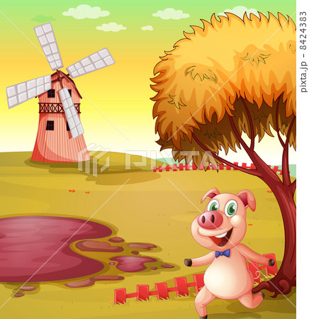 A pig running at the piggery 8424383