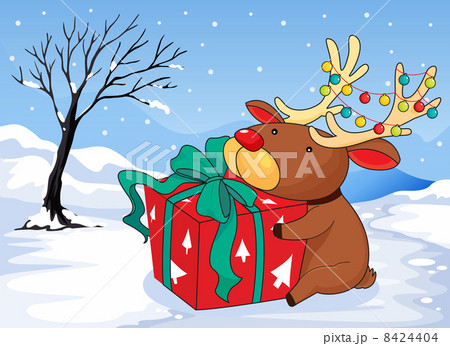 A reindeer holding a gift A reindeer holding a gift 8424404