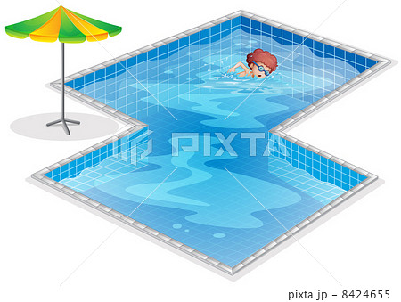 A boy practicing at the swimming pool A boy practicing at the swimming pool 8424655