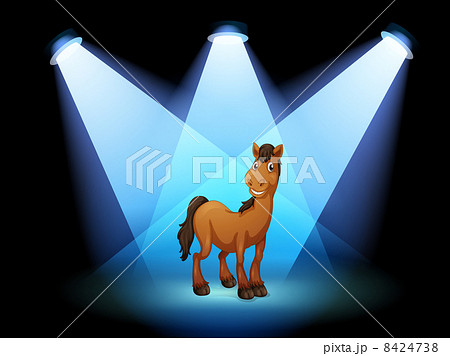 A horse at the stage under the spotlights 8424738