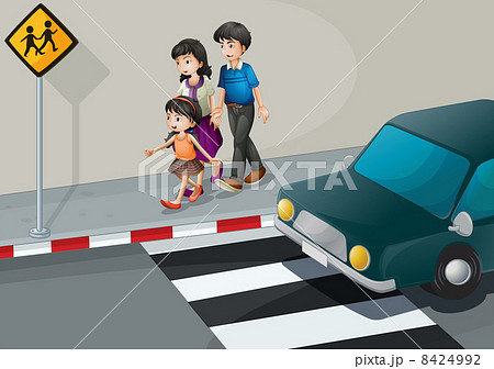A family walking at the street A family walking at the street 8424992