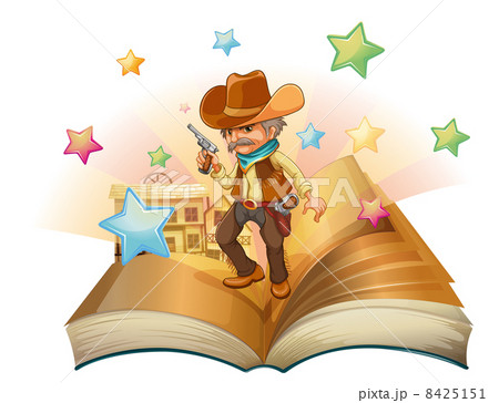 An open book with an armed cowboy An open book with an armed cowboy 8425151