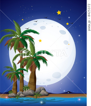 A bright fullmoon and the blue sea 8425372