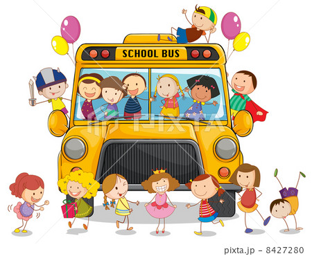 school bus and kids school bus and kids 8427280