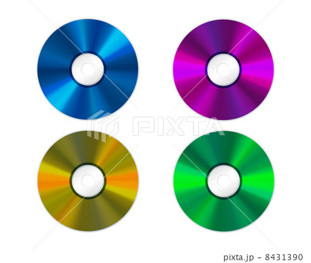 Illustration of four colored Compact Discs Illustration of four colored Compact Discs 8431390