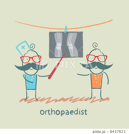 orthopaedist patient shows an X-ray 8437621
