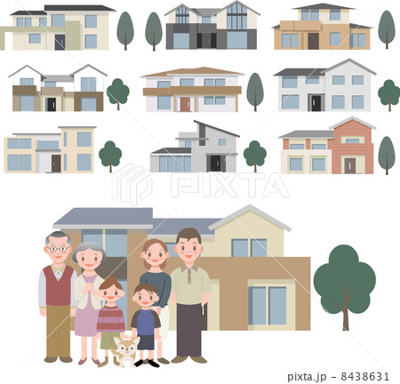三世代住宅家族のイラスト素材