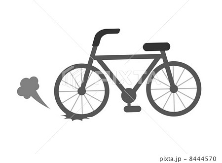 自転車タイヤのパンクのイラスト素材