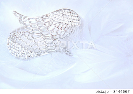 翼　羽　羽根　アクセサリー　ブレスレット　指輪　リング　ウイング　鳥　天使　天使の羽　シルバー　銀製品　ファッション　ジュエリー　透かし模様　ダイヤ　ダイヤモンド　ロマンティック　愛　LOVE　白色　 8444667