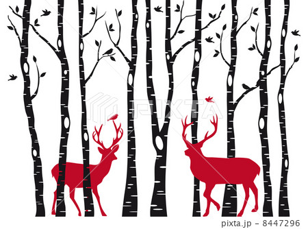 Christmas reindeer in birch tree forest, vector Christmas reindeer in birch tree forest, vector 8447296