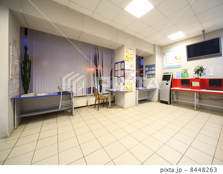 MOSCOW, RUSSIA - DECEMBER 16: Lobby of post office, spacious pla MOSCOW, RUSSIA - DECEMBER 16: Lobby of post office, spacious pla 8448263