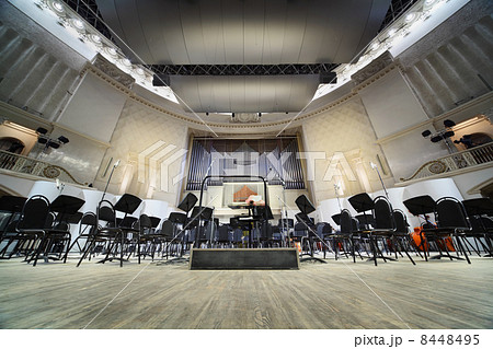 MOSCOW - FEBRUARY 26: Empty chairs stand on stage in Tchaikovsky MOSCOW - FEBRUARY 26: Empty chairs stand on stage in Tchaikovsky 8448495