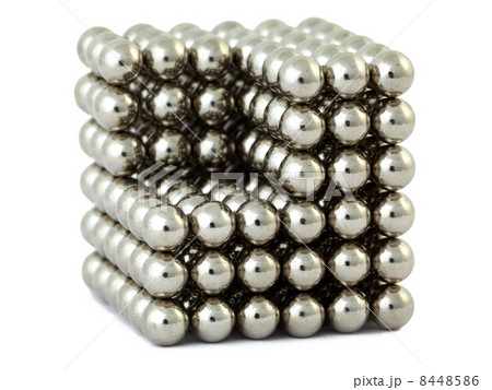Cube assembled from little metallic magnetic balls without cutou Cube assembled from little metallic magnetic balls without cutou 8448586