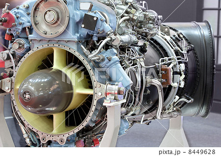 Motor of helicopter with turbine on exhibition 8449628