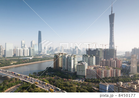 Panorama of Guangzhou in daytime, Zhujiang New Town. 8450177