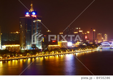 GUANGZHOU - NOV 24: Pearl River embankment at night, Nov 24, 201 GUANGZHOU - NOV 24: Pearl River embankment at night, Nov 24, 201 8450286