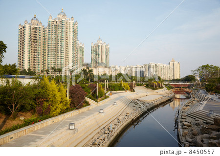 Small water channel in the modern area of the city Small water channel in the modern area of the city 8450557