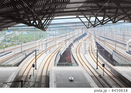 train platform with railways in day 8450638