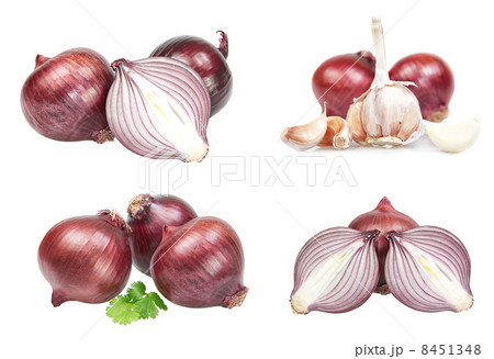 Group set of images with a red bow. On a white background. 8451348