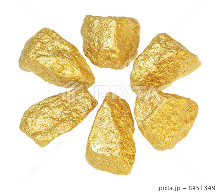 Gold bullion nuggets. On a white background. 8451349
