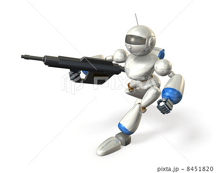 突撃するロボット兵のイラスト素材