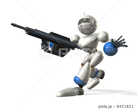 突撃するロボット兵のイラスト素材