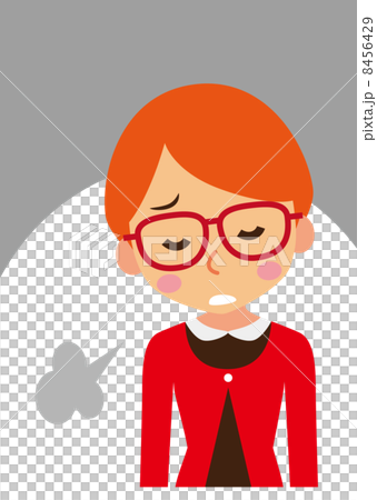 ため息 メガネをかけたショートカットの女性 ため息 メガネをかけたショートカットの女性 8456429