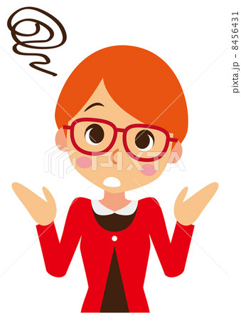 お手上げ メガネをかけたショートカットの女性 お手上げ メガネをかけたショートカットの女性 8456431