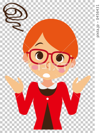 お手上げ メガネをかけたショートカットの女性 お手上げ メガネをかけたショートカットの女性 8456431