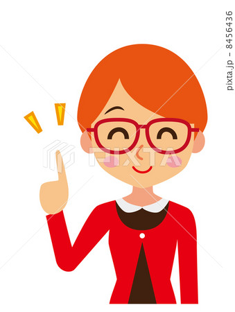 指差し メガネをかけたショートカットの女性 指差し メガネをかけたショートカットの女性 8456436