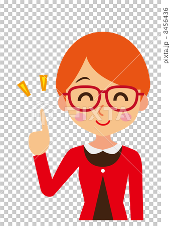 指差し メガネをかけたショートカットの女性 指差し メガネをかけたショートカットの女性 8456436