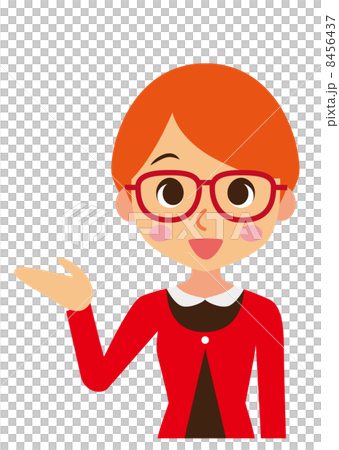 案内　メガネをかけたショートカットの女性 8456437