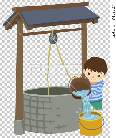 竪井戸の井戸水を使う男の子 8458227