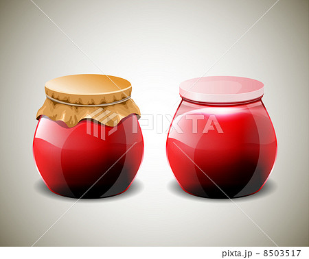 Two jar of jam with plastic and paper cap Two jar of jam with plastic and paper cap 8503517