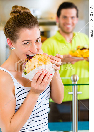 Kebab - customer and hot Doner with fresh ingredients 8505226