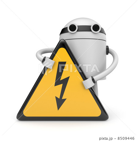 Robot with danger sign Robot with danger sign 8509446