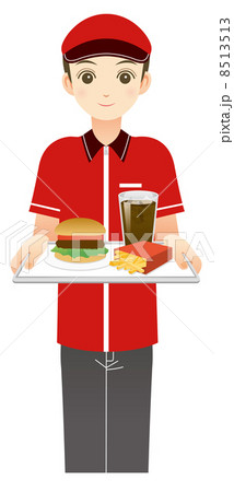ファストフードの店員のイラスト素材 ファストフードの店員のイラスト素材