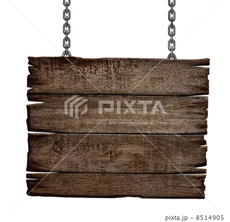 old wood sign board on chain 8514905