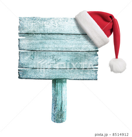 frozen wooden sign with red Santa's hat frozen wooden sign with red Santa's hat 8514912