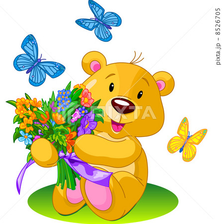 Bear Holding Bouquet 8526705