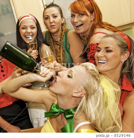 Happy women drinking champagne 8529146